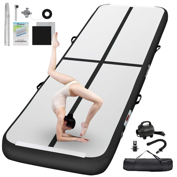 FBSPORT 10/20 cm Höhe, Trainingsmatte, Länge 1/2/3/4/5/6 m, Gymnastikmatte mit Pumpe für den Hausgeb