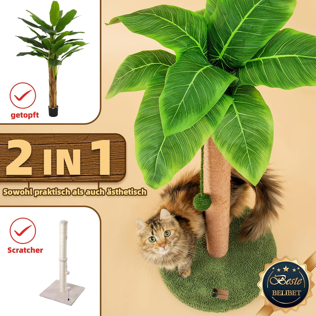 Kratzsäulen 84 cm niedlicher Katzenkratzer Kätzchen Kratzbaum mit Sisalseil für Wohnungskatzen Palme