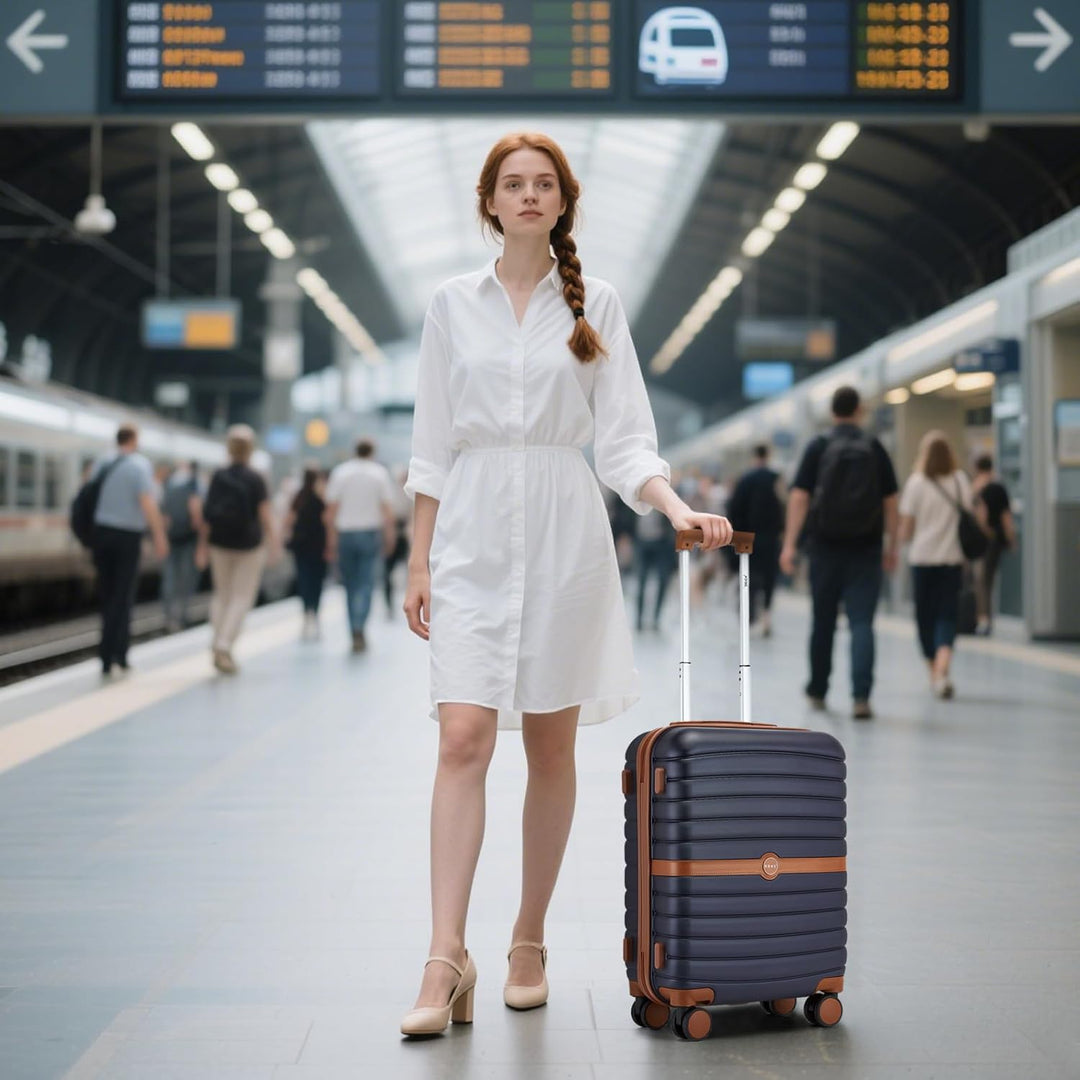 KONO Koffer Reisekoffer Trolley Koffer mittelgross von ABS+PC Hartschalenkoffer mit Zwillingsrollen