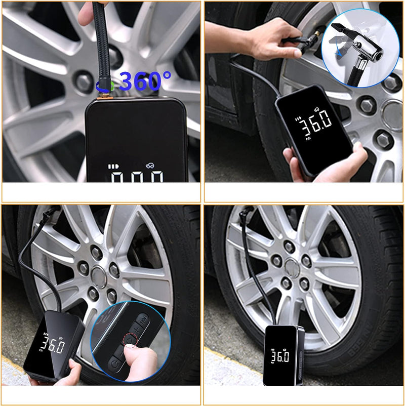 Neakhmer Akku Luftpumpe Tragbarer Luftkompressor für Autoreifen, 6000mAh Akku Kompressor mit Grossem