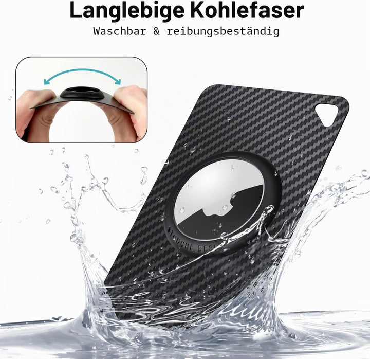 Stouchi 3Pack AirTag Karte für Geldbörse, Kohlefaser Air Tag Kartenhalter in Kreditkartengrösse, 6g