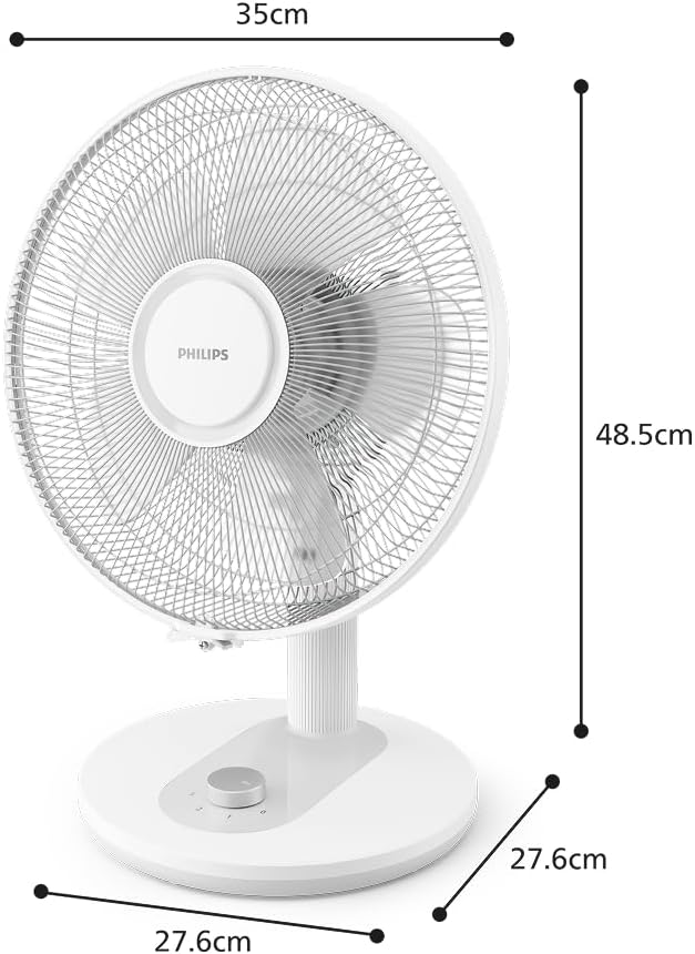 Philips Tischventilator 1000 Series, Leistungsstark & Leise, 35 dB(A), 3 Geschwindigkeiten, Klein, D