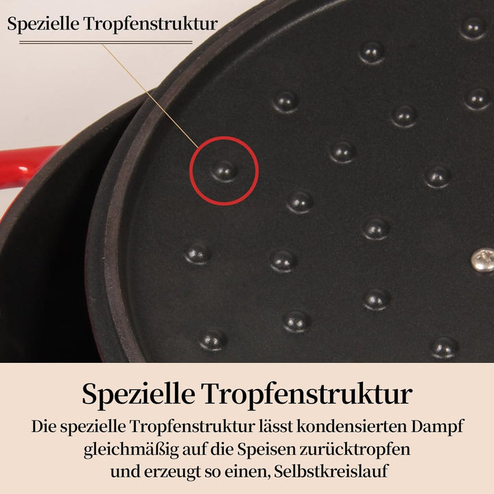 Nilpferd Gusseisen Topf 26cm Schmortopf Emaille Bräter mit Deckel Bratentopf brot backen Backofengee