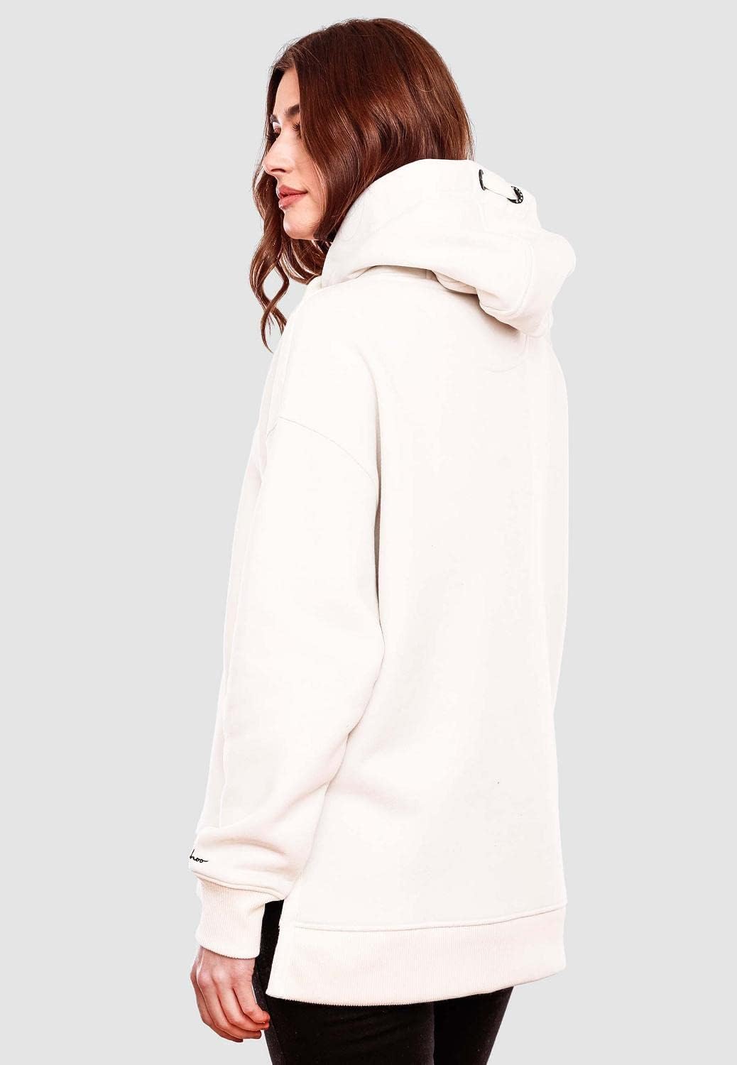 Navahoo Damen Sweatshirt Kapuzenpullover Oversize Long Hoodie Silberengelchen S-XXL S Offwhite, S Of