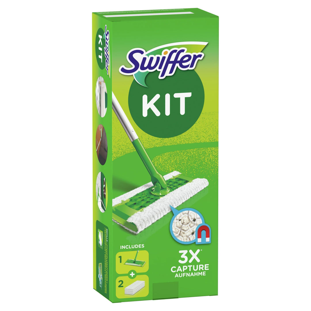 Swiffer Bodenwischer Starterset 1 Bodenwischer + 2 Trockene Bodentücher, Nimmt 3x Mehr Staub & Haare