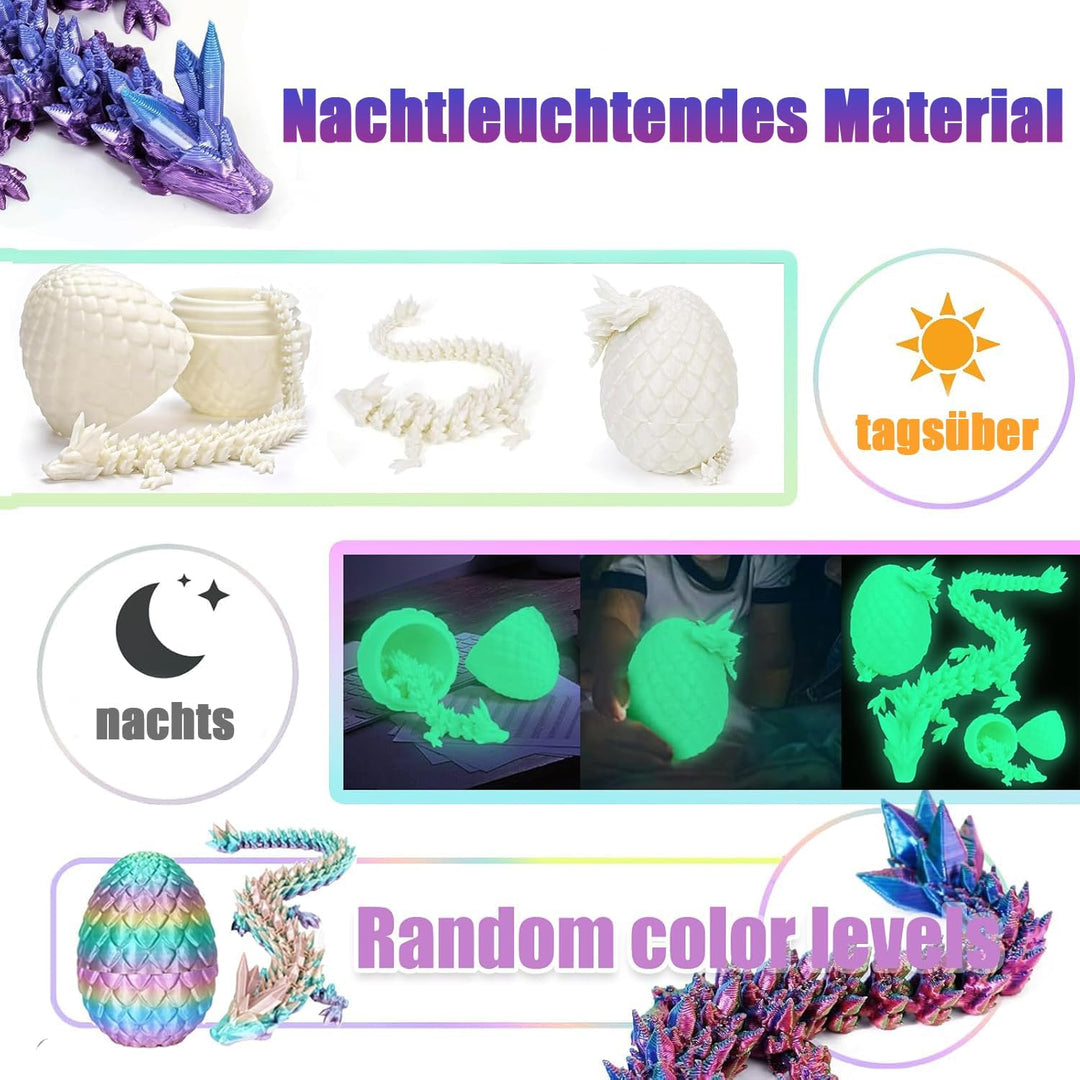 4er Set Miniatur Dracheneier (7 cm) – 13cm 3D Drachenei mit Drache, Kristall Drachen Spielzeug, Oste