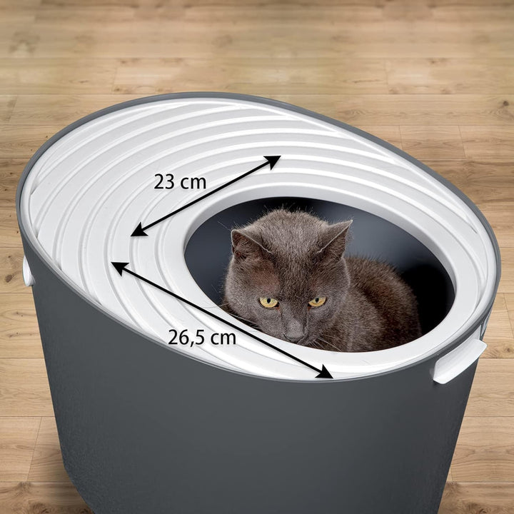 Iris Ohyama, Katzentoilette, Geschlossenes Katzenklo, Schaufel, L53 x T41 x H37 cm, PUNT-530, Grau G