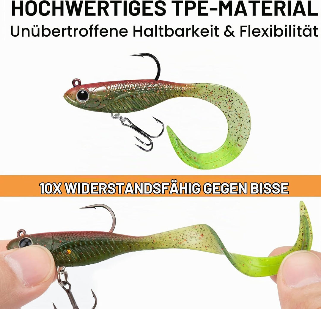 TRUSCEND Pre-Rigged Weichköder mit Kumho Haken, Realistisches Profil, Natürliche Bewegung und Strapa