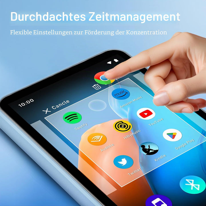 HIFI WALKER G7 MP3-Player mit Bluetooth & WLAN, Android 13, 144 GB Speicher, 3 GB RAM, 4-Zoll HD-Tou