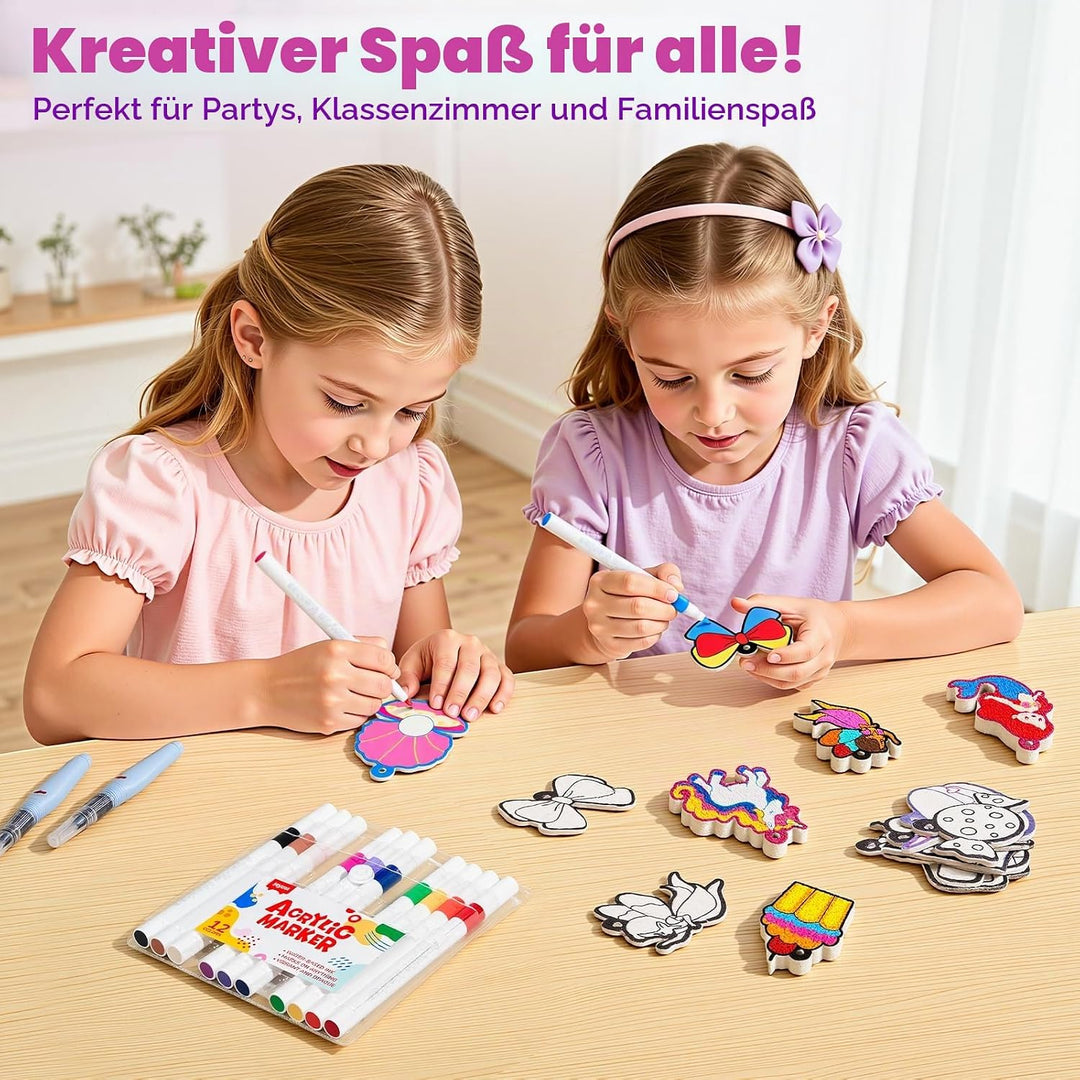JoyCat 3D Kunst-Set, Prinzessinnen &amp; Einhörner Magic Puffy Paint Kit, Bastelset Kinder 4 5 6 7 8 9 1