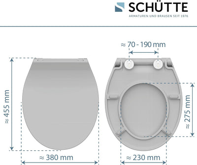 SCHÜTTE 82702 WC-Sitz Duroplast SLIM GREY, Toilettensitz mit Absenkautomatik und Schnellverschluss f