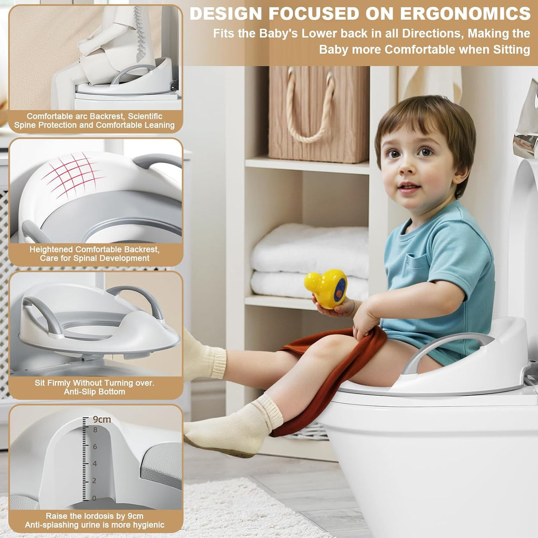 Toilettensitz Kinder,Toilettentrainer für Jungen und Mädchen,WC Sitz Kinder mit Griffen und Rückenle