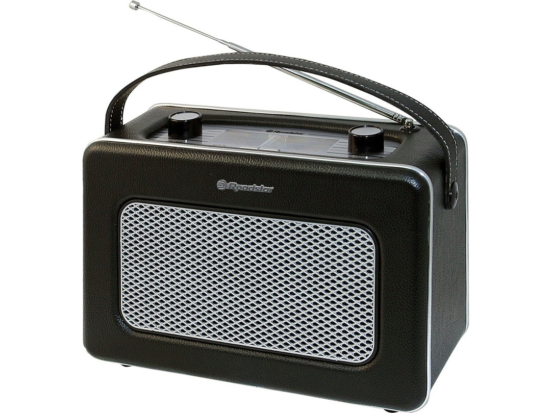 Roadstar TRA-1958/BK tragbares Retro Radio mit Netz/Batteriefunktion schwarz, Schwarz