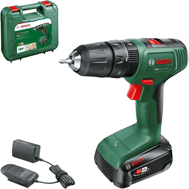 Bosch Akku Schlagbohrschrauber EasyImpact 18V-40 (1 Akku 2,0 Ah, 18 Volt System, im Koffer) EasyImpa