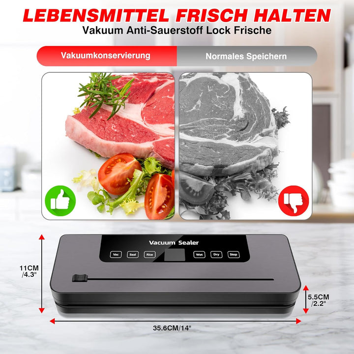 Vakuumiergerät 6 in 1, Vakuumierer sous vide mit Eingebauter cutter, Vacuumiergeraet Folienschweissg