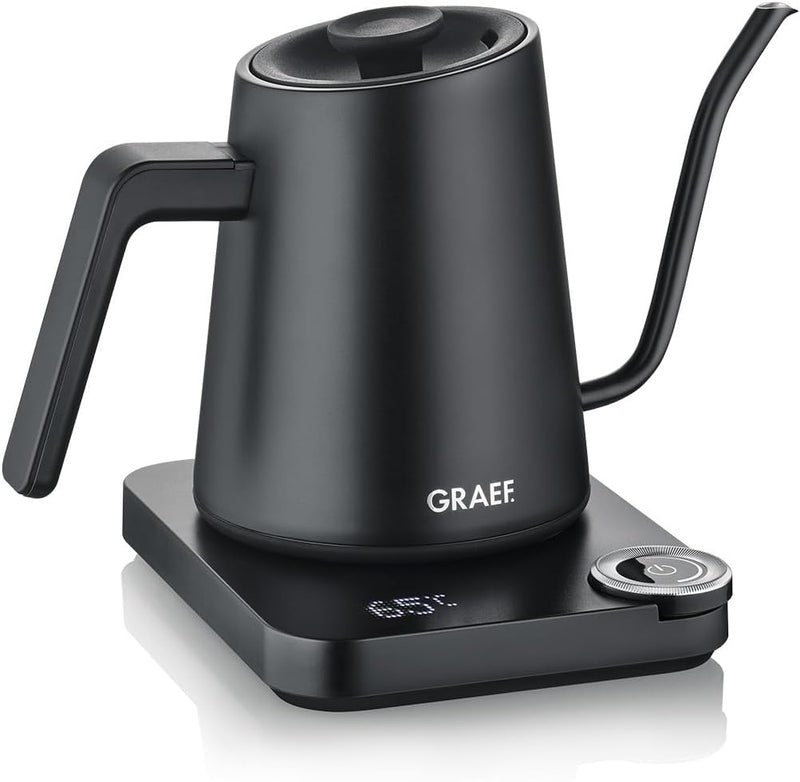 GRAEF Pour-Over Wasserkocher GK502, Temperatureinstellung & Timer, Schwanenhals-Ausguss, 900 ml, mat