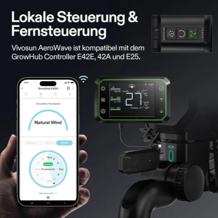 Generisch Aero Wave E9 Clip Ventilator – 9″ Clip-On Lüfter mit WiFi-Steuerung, 10 Geschwindigkeitsst