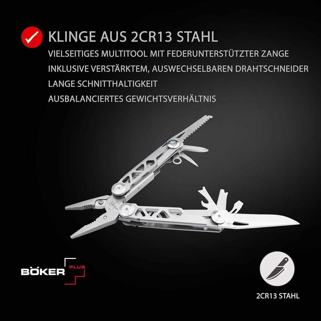 BÖKER PLUS® Specialist Pro - EDC Muti-Tool mit Clip & Gürtel-Tasche - Edelstahl Multifunktions-Werkz