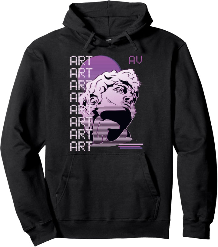 Vaporwave Kunst Statue Skulptur Japanisch 80er Retro Grafik Pullover Hoodie