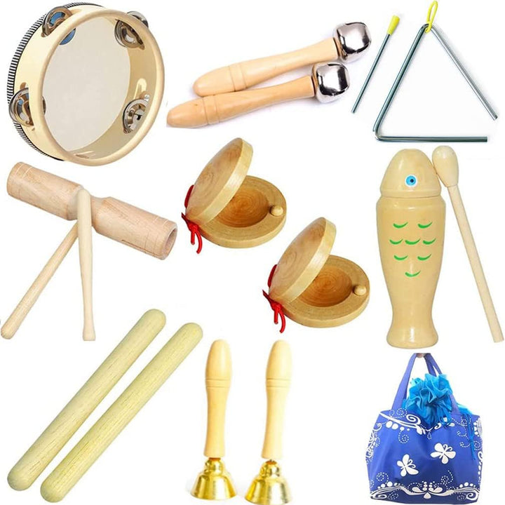 Johgee Musikinstrumente Set für Kinder, Kinderspielzeug ab 3 Jahre, Holz Percussion Set Schlagzeug S