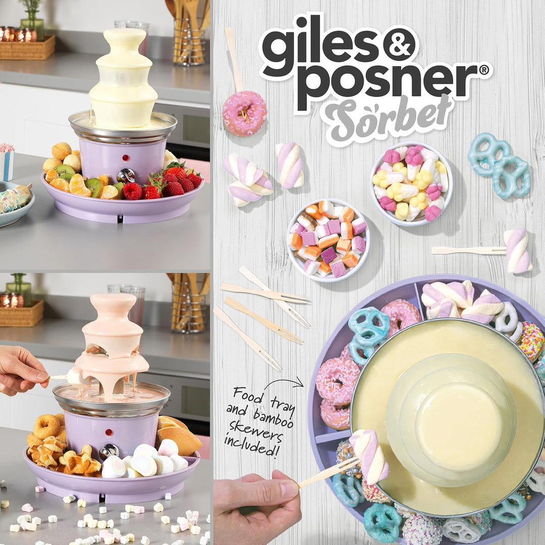 GILES &amp; POSNER Mini-Schokoladenbrunnen – Elektrische 3-Stufen Maschine, Automatische Abschaltung, 0°