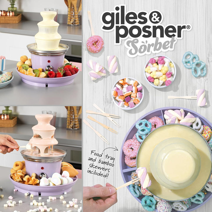GILES &amp; POSNER Mini-Schokoladenbrunnen – Elektrische 3-Stufen Maschine, Automatische Abschaltung, 0°