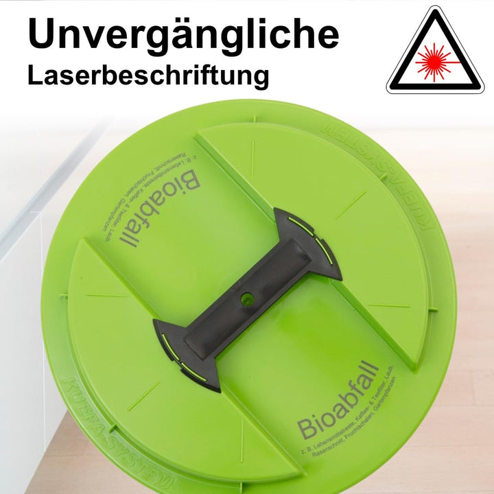 KUEFA BSC LA 60L Mülleimer, Müllsackständer, Gelber Sack Ständer, inkl. Klemm-Ring und Laserbeschrif