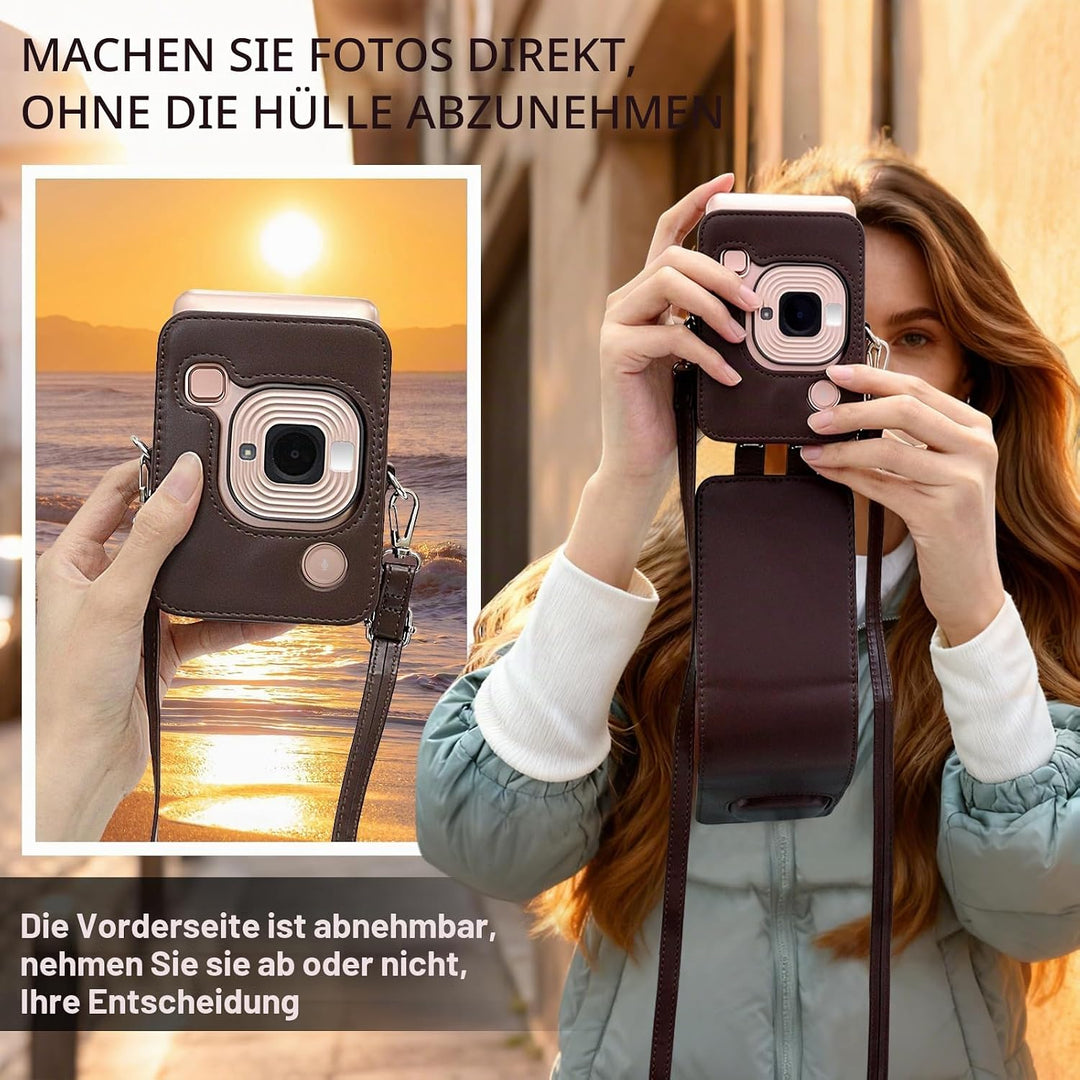 HIYQIN Leder Tasche Kompatibel mit Fujifilm Instax Mini LiPLAY, für Fujifilm Mini Liplay Tasche mit