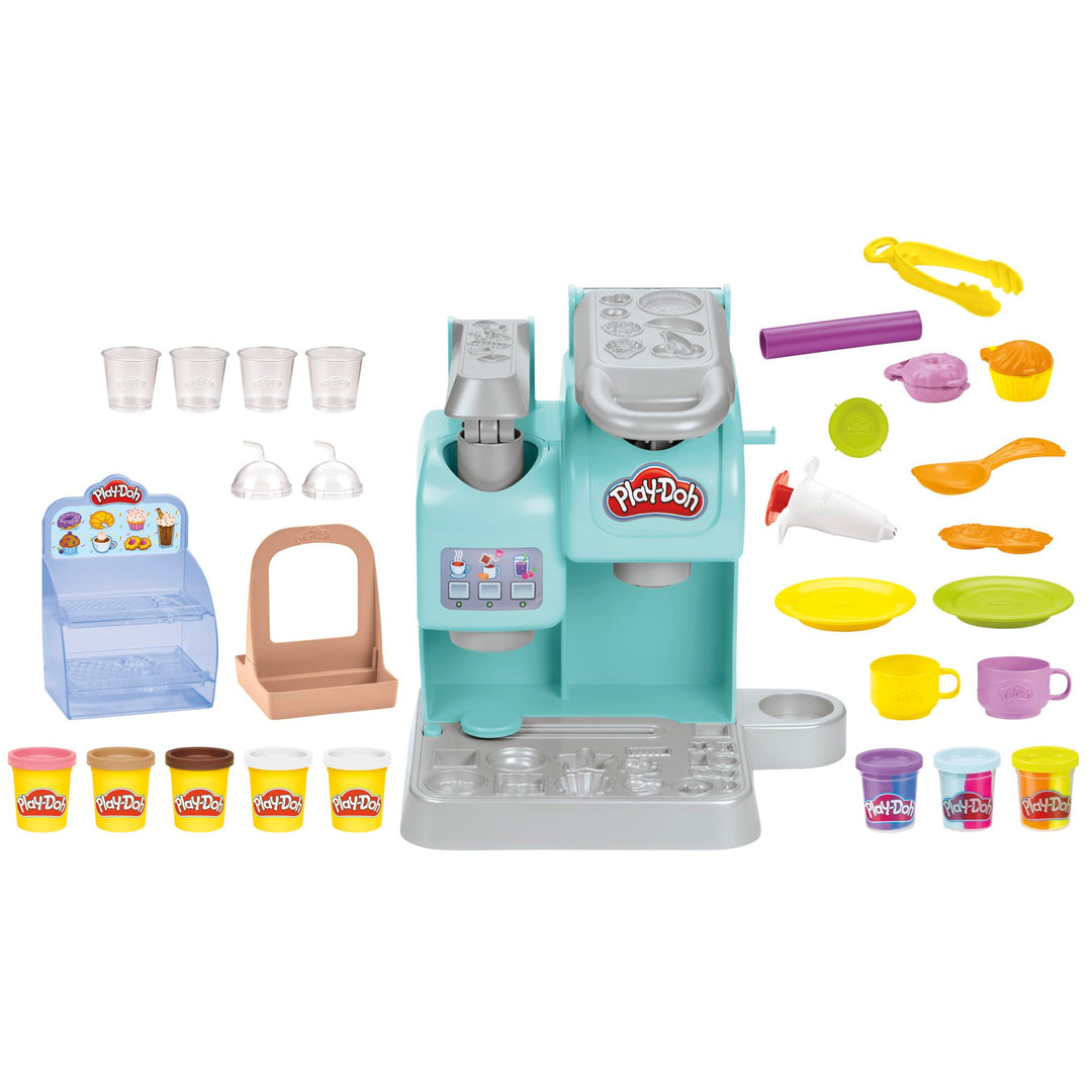 Play-Doh Kitchen Creations Knetspass Café, Café-Spielset mit 20 Accessoires und 8 Dosen zweifarbige