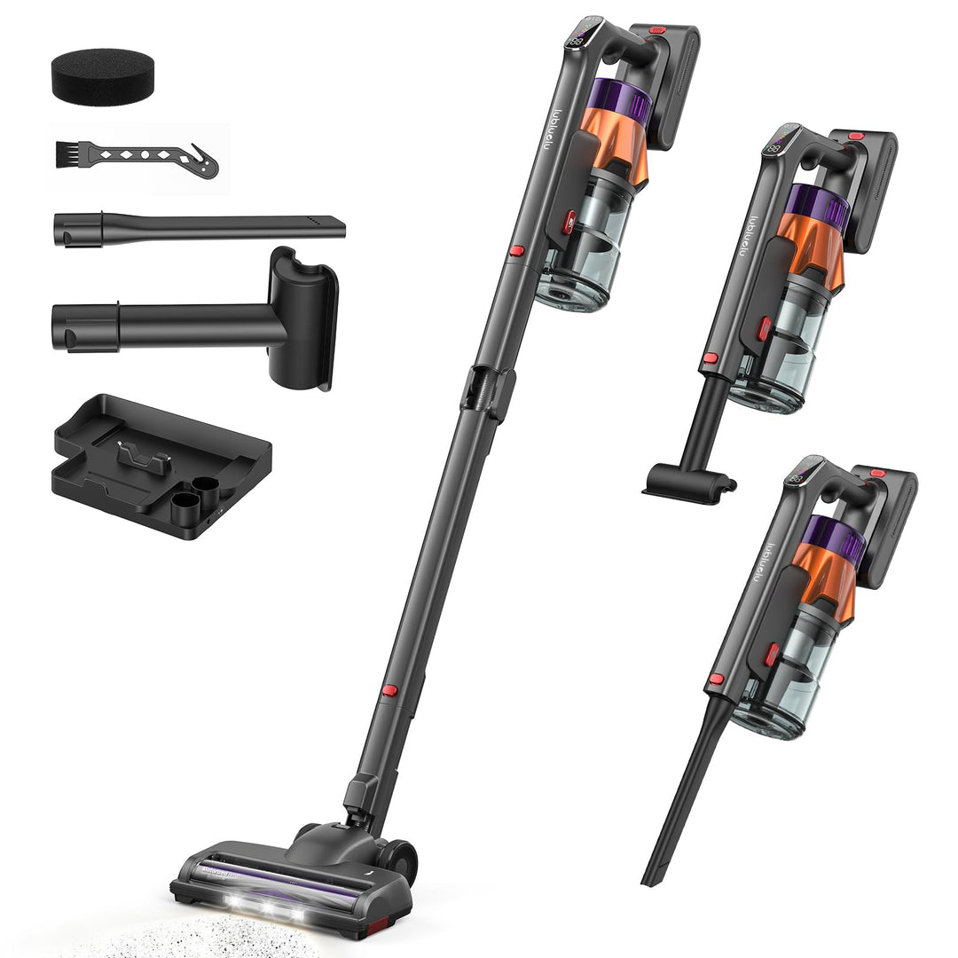 Lubluelu Akku Staubsauger kabellos, 55 kPa, 600 W, selbststehend &amp; faltbar, bis zu 65 Min. Laufzeit,