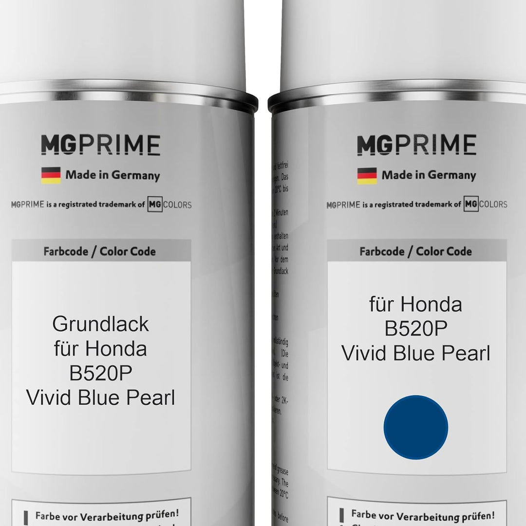 MG PRIME Autolack Sprühdosen Set für Honda B520P Vivid Blue Pearl Grundlack Basislack Klarlack Spray