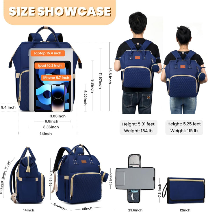 ROSEGIN Wickelrucksack Gross - Baby Wickeltasche Rucksack Wasserdicht & Leicht mit Wickelunterlage,