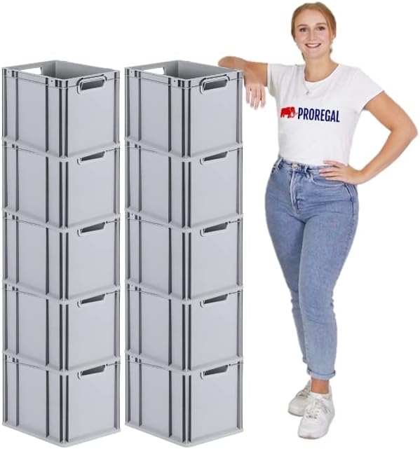 PROREGAL SuperSparSet 10x Eurobox NextGen Grip | HxBxT 32x30x40cm | Griffe offen | Glatter Boden | G