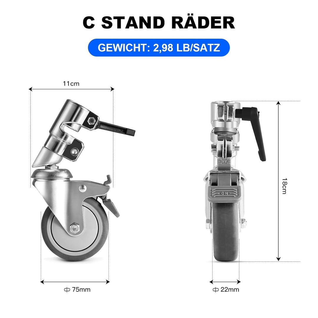Soonpho 3 Stück Stativrollen C Stand Rollen für Stativ Wheels Stativ Wheels C Ständer Professional L
