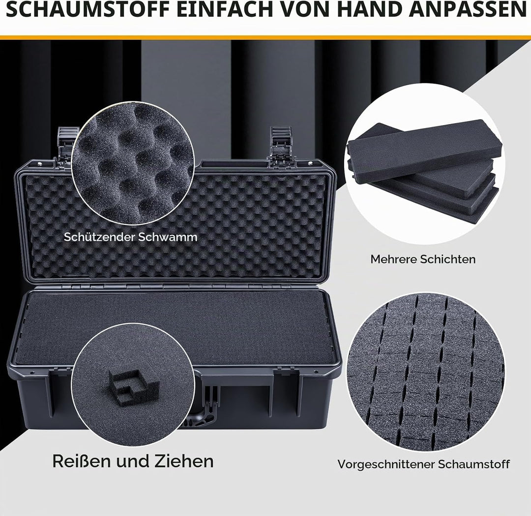 Lykus HC-5031 Wasserdicht Koffer mit anpassbar Rasterschaumstoff, Innengrösse 52,5x20,7x17 cm, Passe