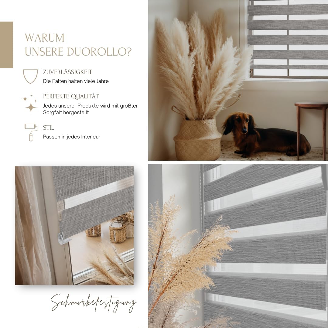 Home-Vision® DuoRollo Klemmfix, Doppelrollo ohne Bohren mit Klämmträgern, Rollos für Fenster und Tür