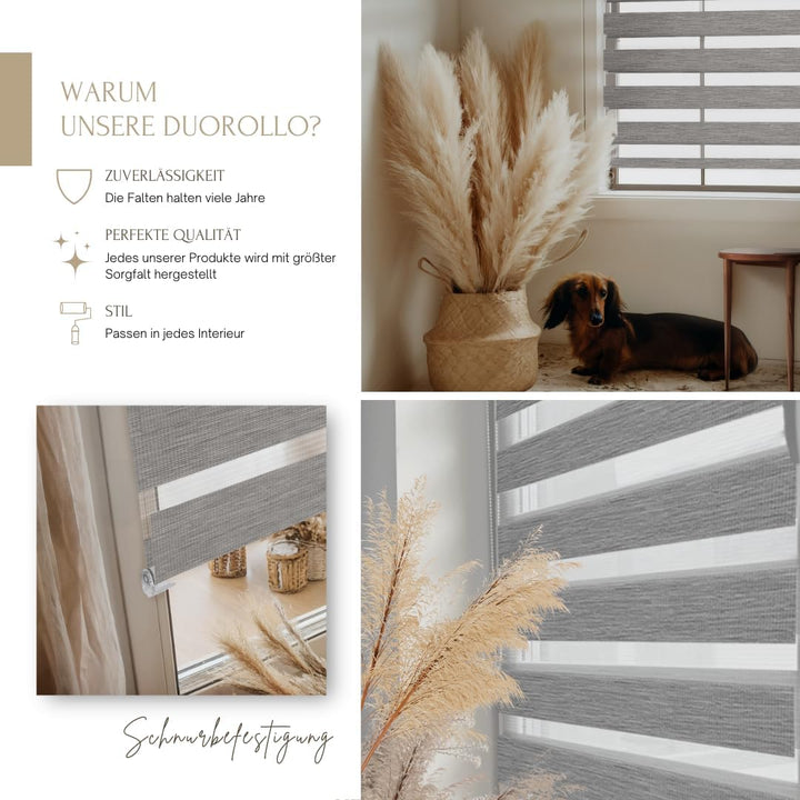 Home-Vision® DuoRollo Klemmfix, Doppelrollo ohne Bohren mit Klämmträgern, Rollos für Fenster und Tür