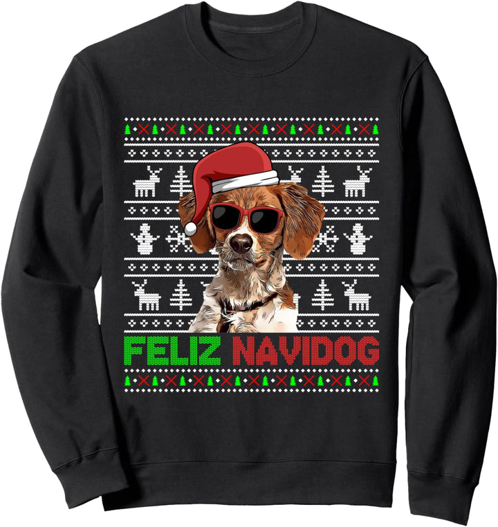 Brittany Dog Feliz Navidog Lustige Weihnachten Sweatshirt