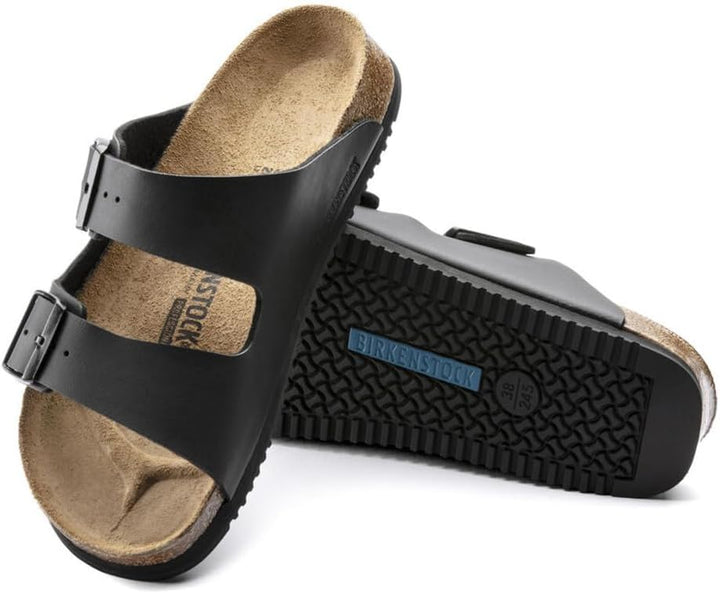 BIRKENSTOCK Arizona Birko-Flor, Unisex-Erwachsene Pantoletten 35 EU Schwarz, 35 EU Schwarz