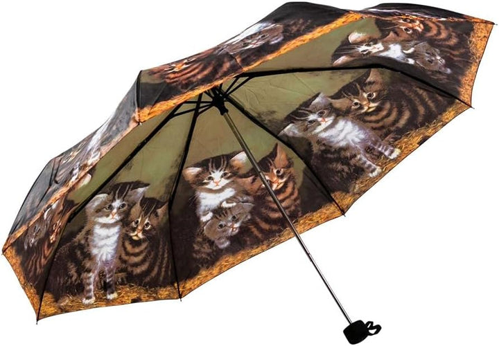 LUCKYWEATHER Regenschirm Taschenschirm Mini Damen Motiv J. C. Wilsion Four Kittens I Taschenschirme