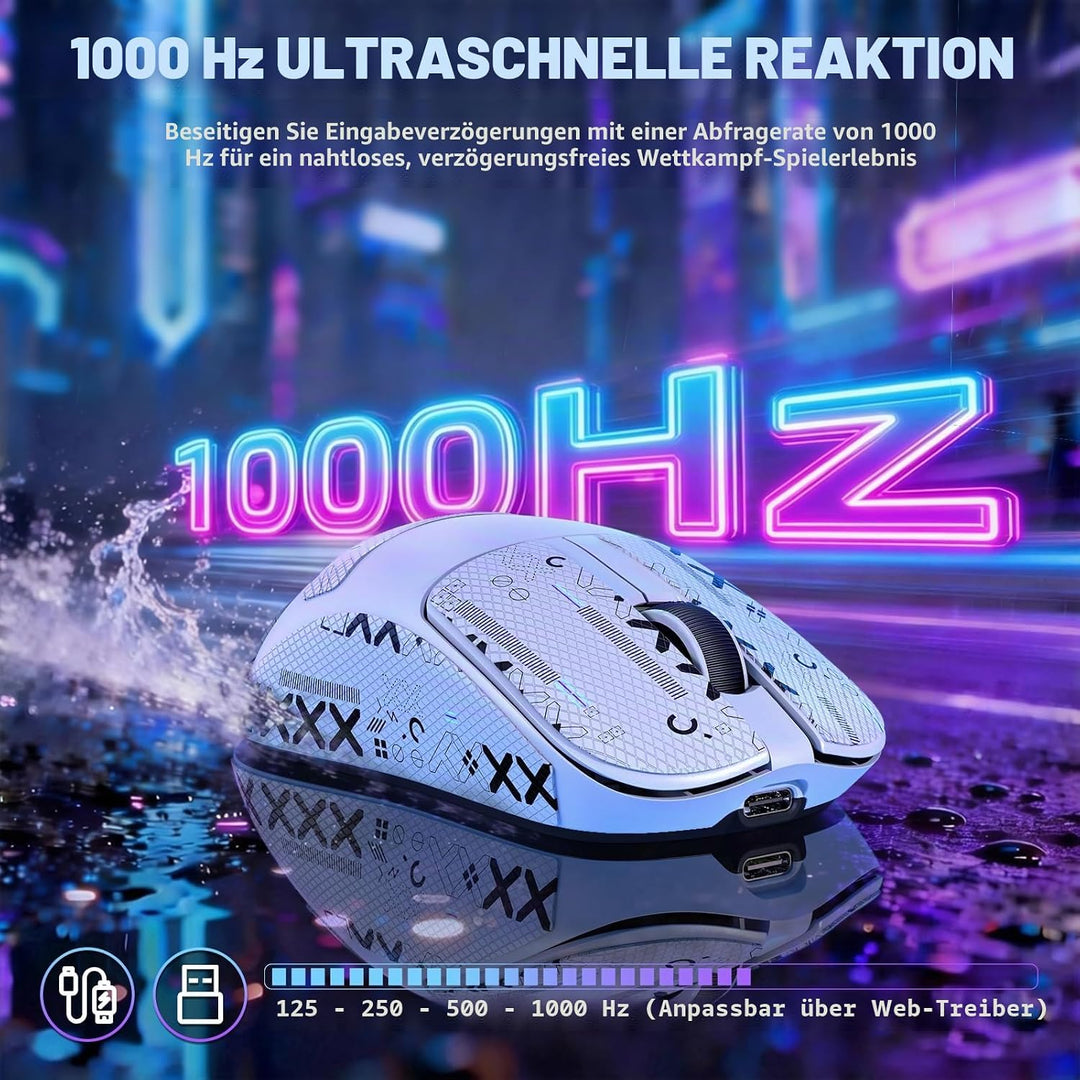 ZIYOU LANG×MAGIC-REFINER AJ199 Kabellose Gaming Maus Leicht, 49g Tri-Modus 2.4G/BT/Kabel, PixArt PAW