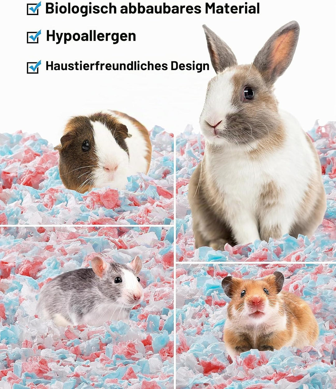 BUCATSTATE Hamster Streu 70L, Papier Einstreu für Kleintiere, Besonders Saugfähige &amp; 99,9% Staubfrei