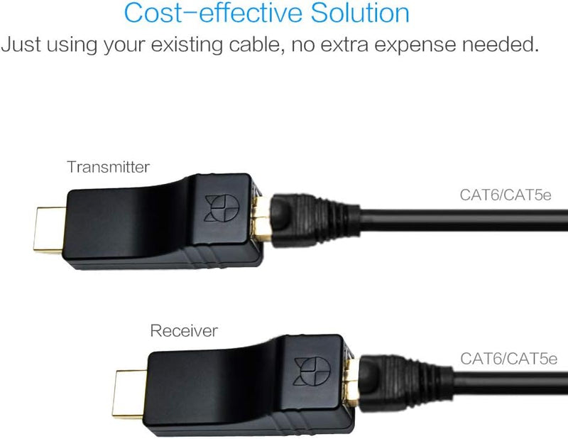 DDMALL 100M HDMI Extender über CAT6/CAT7 Kabel, USB-Betrieben, Einfache Installation, Full HD 1080p,