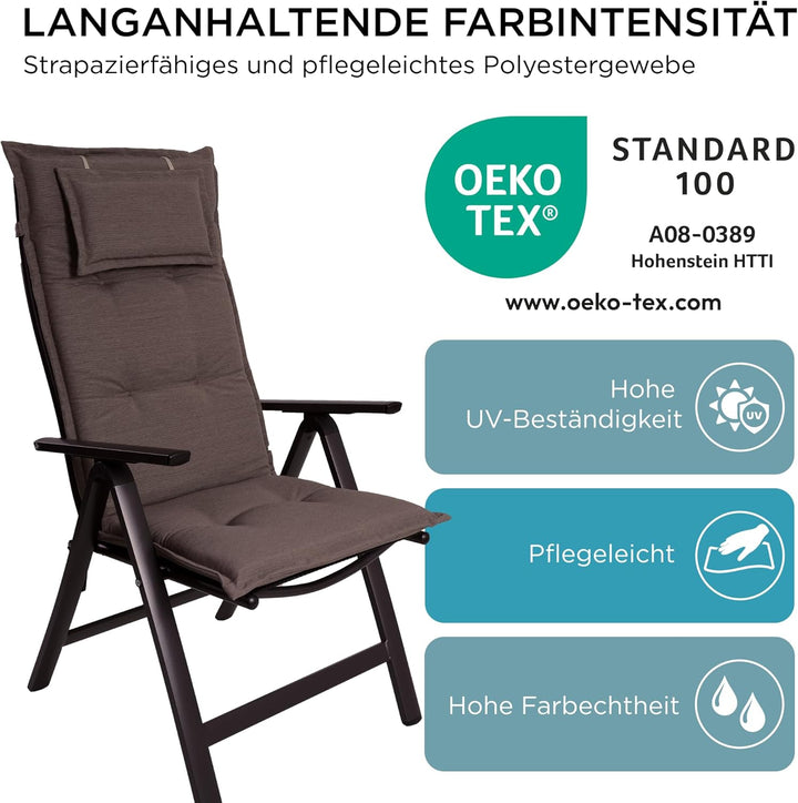gardisun Gartenstuhlauflagen Hochlehner mit Kopfteil I Extra Dicke Sitzauflagen I Made in Europe I P
