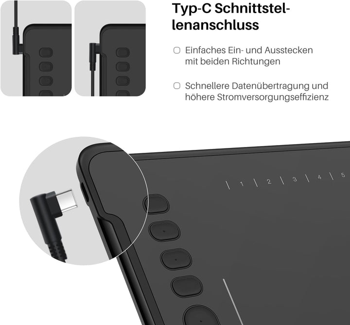 HUION Inspiroy H1161 Grafiktabletts, 11x6 Zoll Zeichentablett mit 10 Benutzerdefinierten Express-Tas