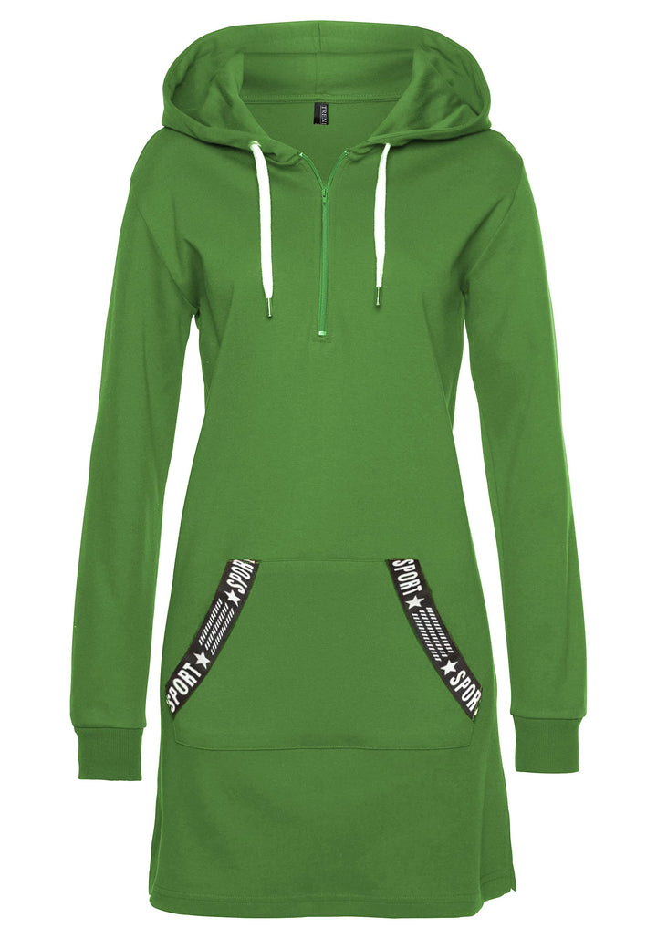 Damen Hoodie Kleid Herbst Langarm Sweatshirts Kapuzenpullover Streetwear Jumper Pullover Mini Kleide