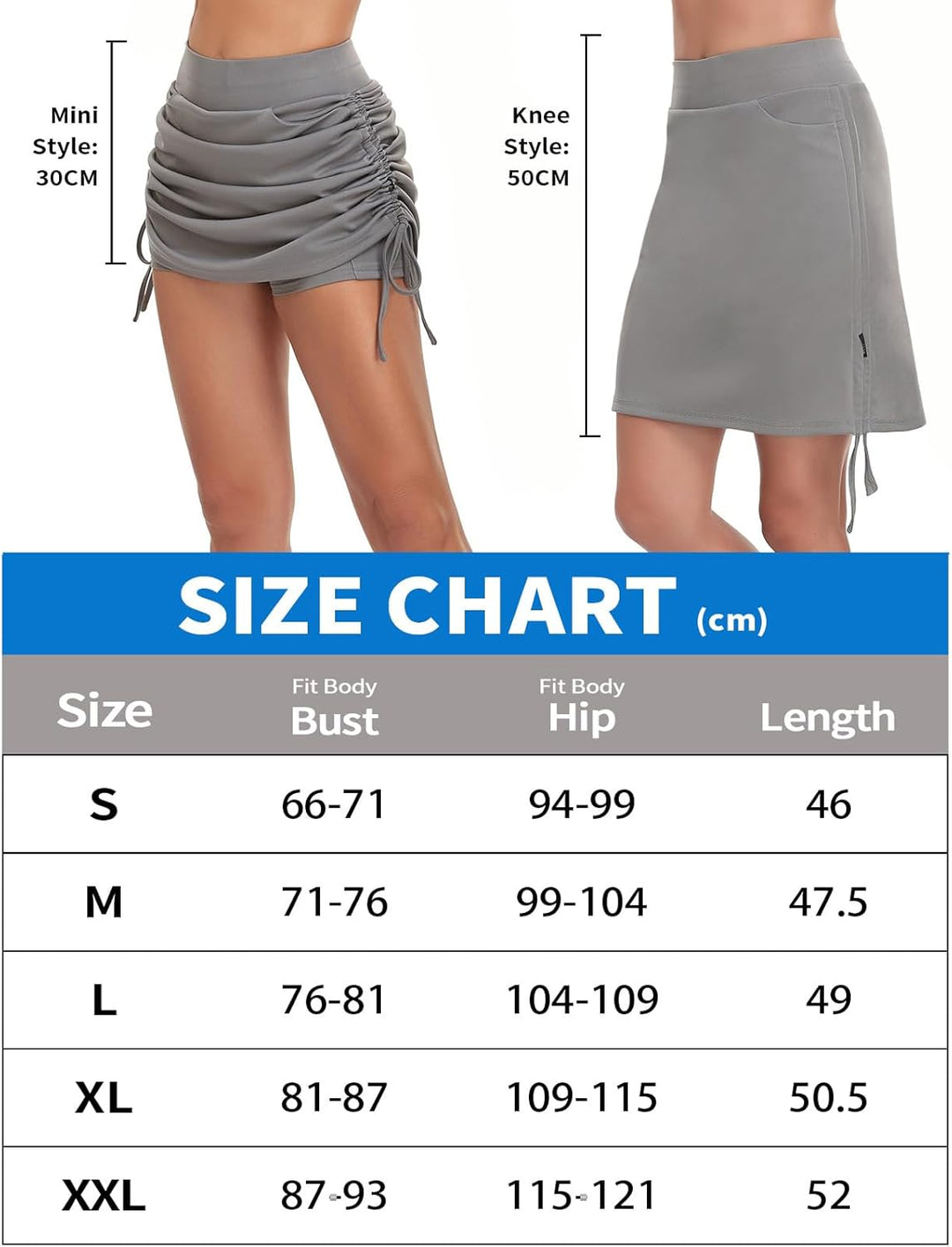 Soneven Hosenrock Damen Knielang Kurz Tennisrock Wanderrock Damen mit Innenhose Sport Rock Tennis Sk
