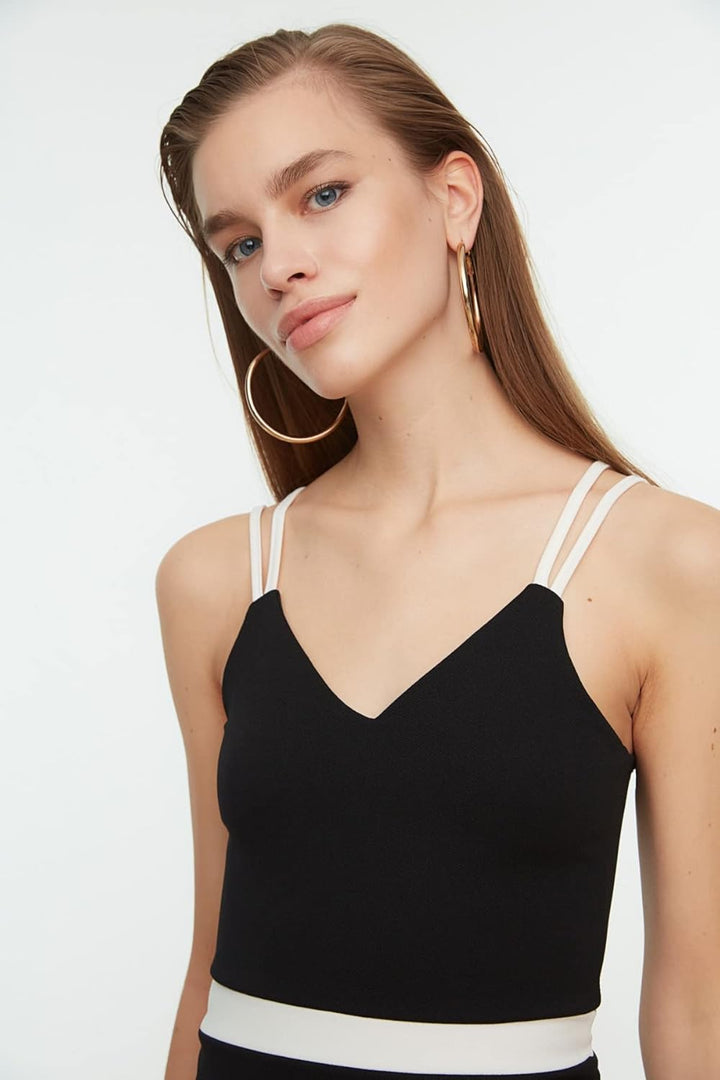 Trendyol Damen Black Color Blocked Cocktail Dress, Schwarz, 36 EU