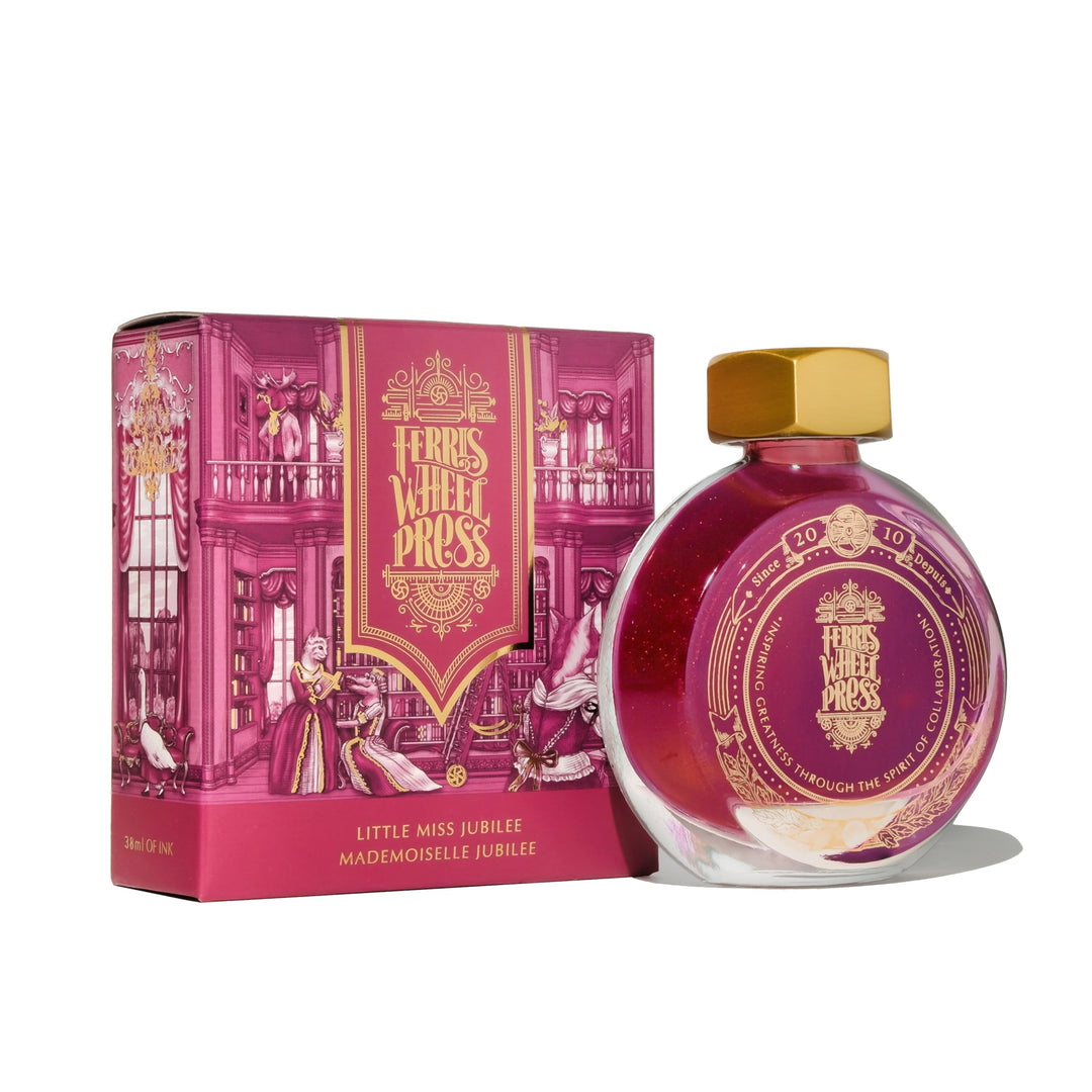 Ferris Wheel Press Fountain Pen Ink, Everyday Ink Collection, Sparkling Golden Magenta, 38ml Bright