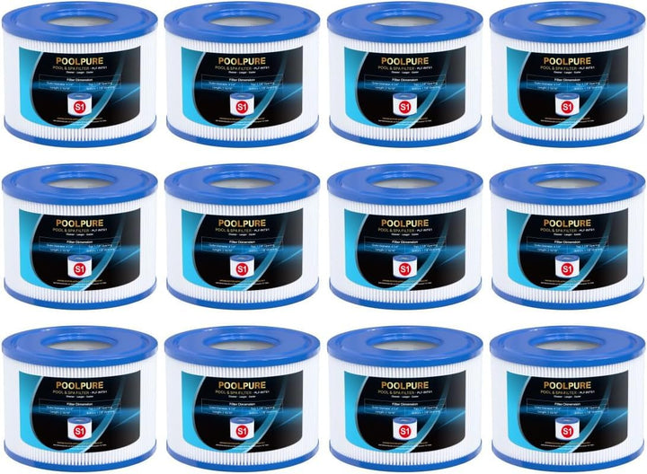 POOLPURE 6er Pack Filter Typ S1 für Easy Set Pool filterkartuschen, Intex PureSpa, Whirlpool Filter